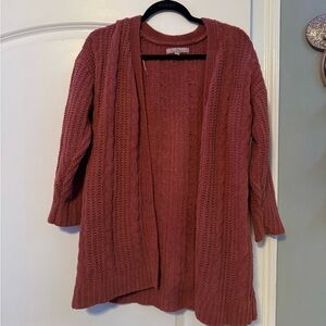 Cozy Coral/Orange Cable Knit Sweater